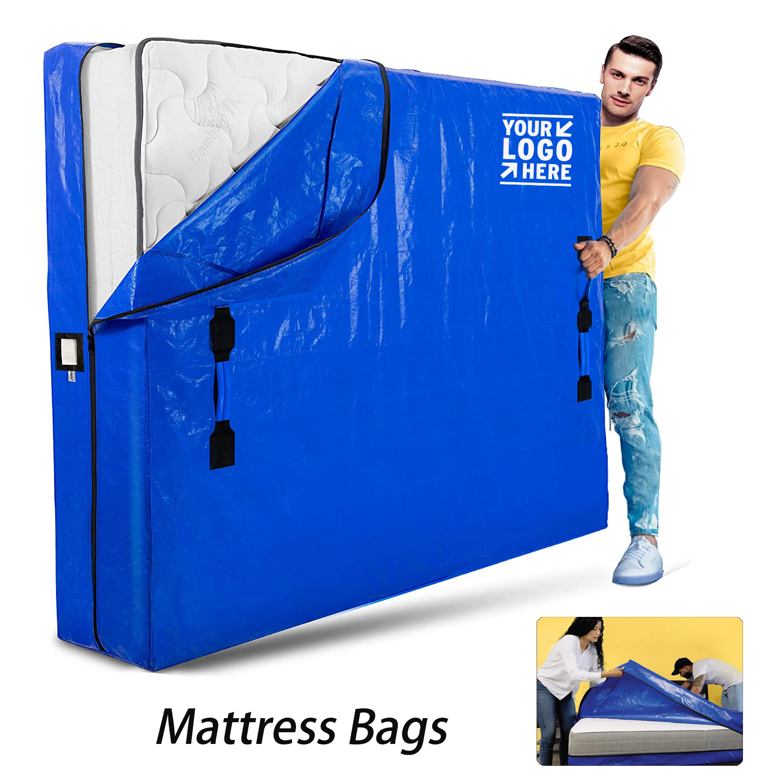 Mattress Bags for Moving with 8 Handles 2
