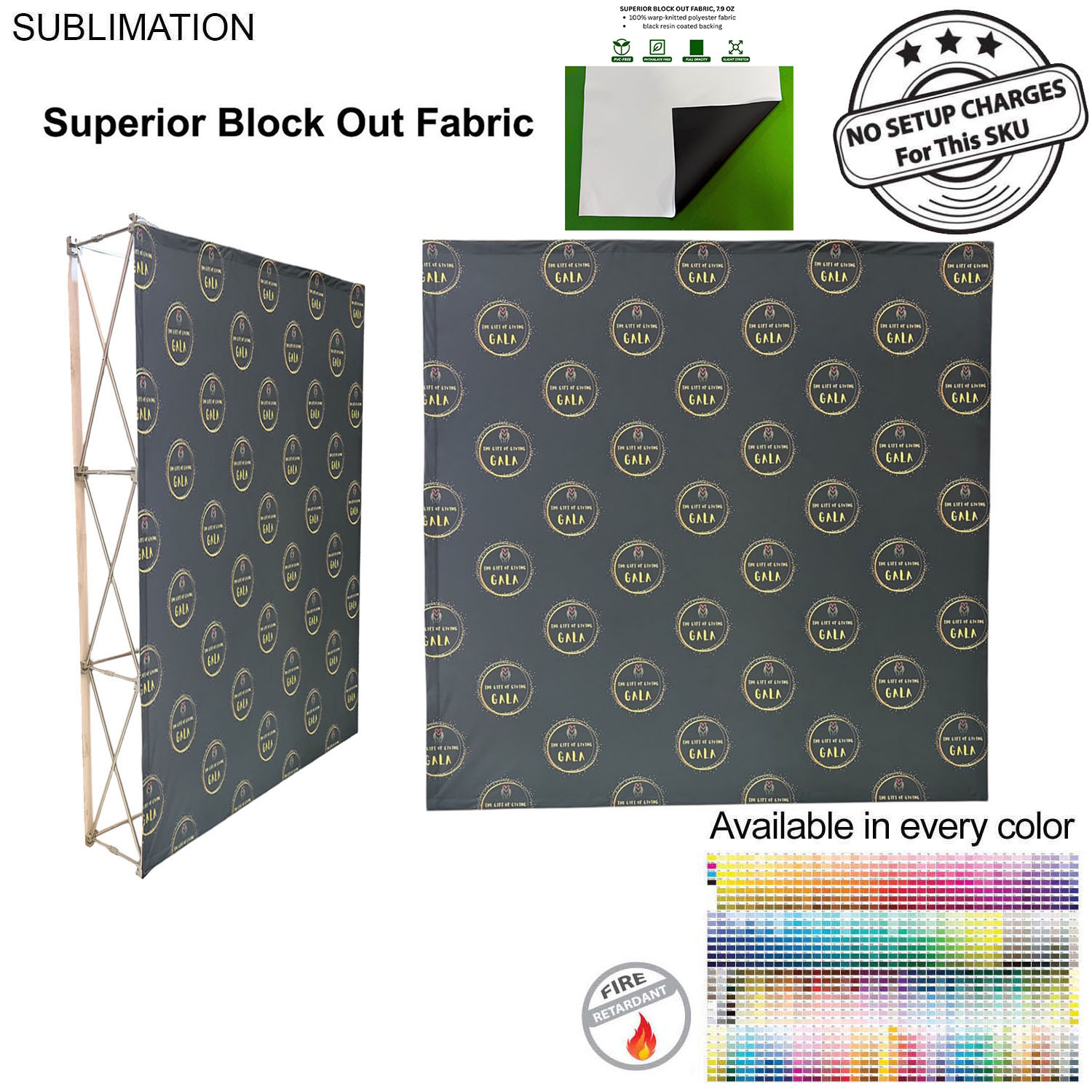 7.5' Straight Wall Full Height Tension Fabric Pop-up Display, Superior Block Out Fabric, NO SETUP 1