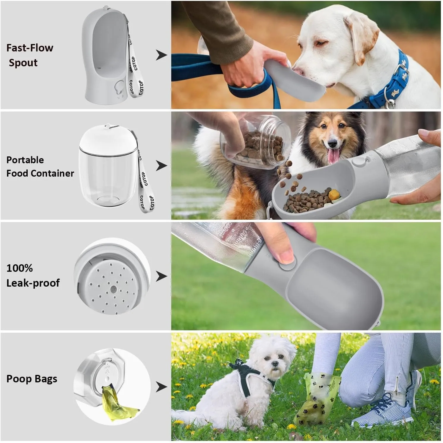 Portable Pet Water Bottle with Food Container 3