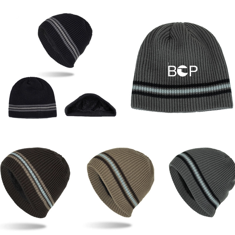 Stripe Knit Beanie Hat 3