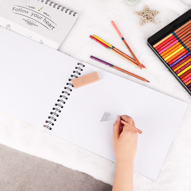 Sketchbook/Sketchpad w/ Spiral Bound Hard Kraft Cover for Art Supplies--30 Sheets 160gsm 10