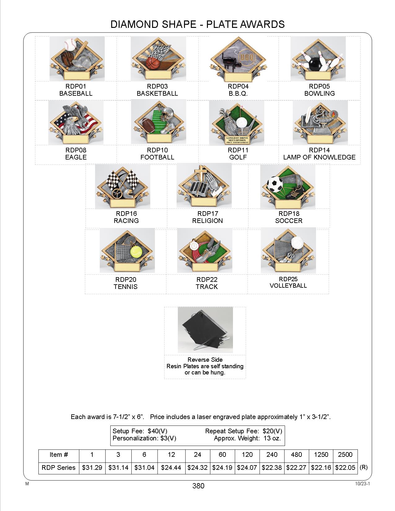 Volleyball Diamond Shape Plate Awards 2