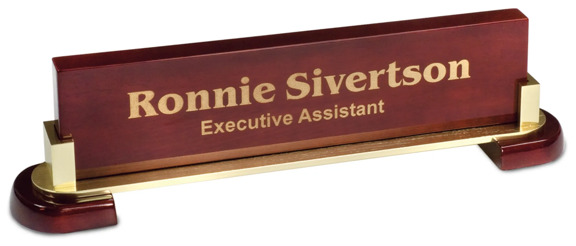 12 1/2" x 3 1/4" Rosewood Piano Finish and Metal Name Bar 5