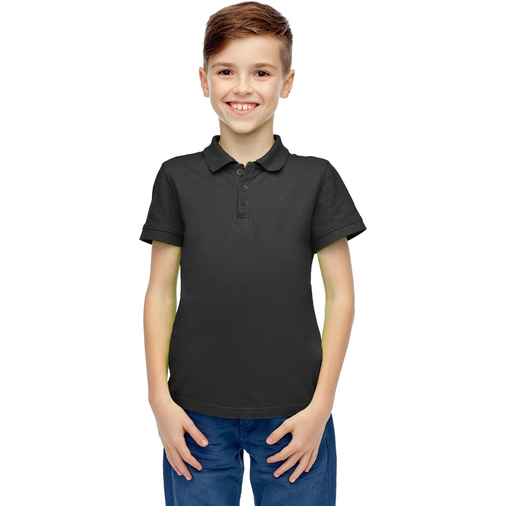 Boys' Uniform Polo Shirts - Black Short Sleeve Size 16-20 1