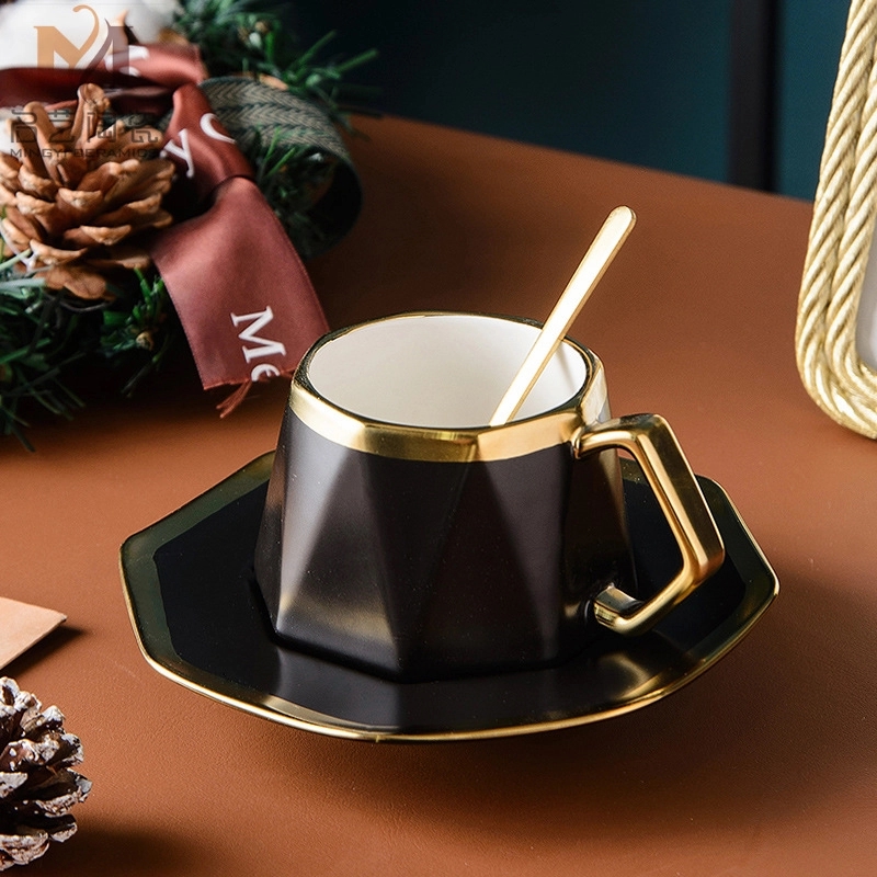 Custom 8 oz Ceramic Coffee Mug Saucer Set 4