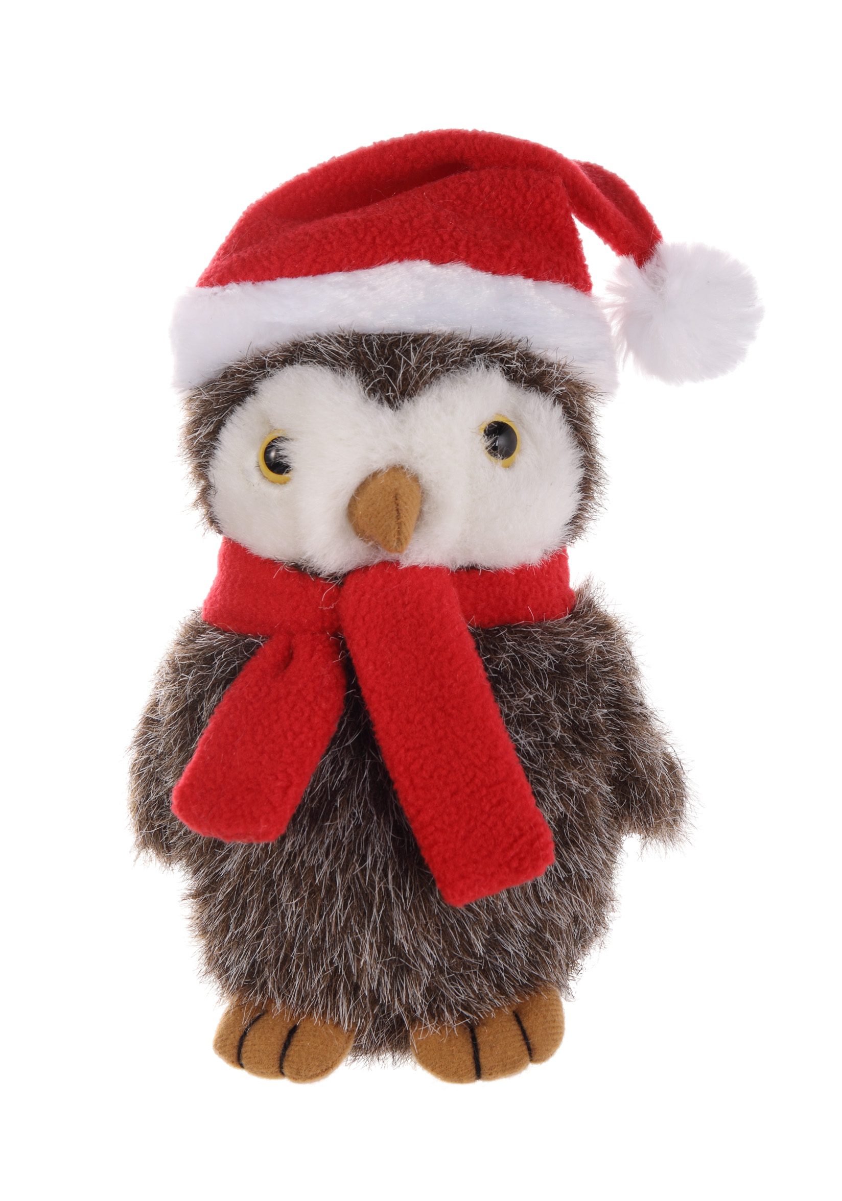 Plush Owl With Christmas Scarf and Hat 2