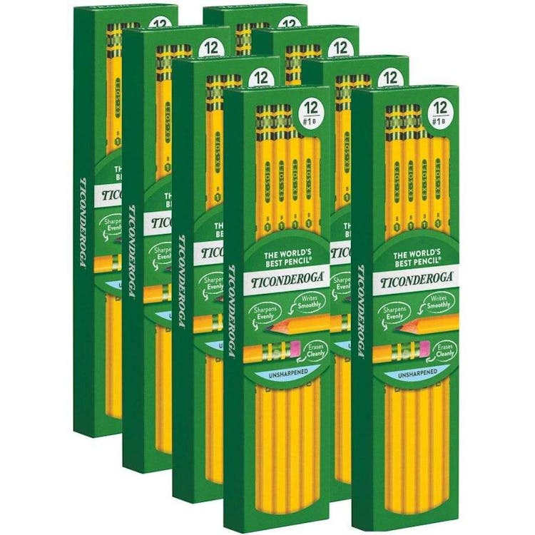 Ticonderoga #2 Wood Pencils - Yellow 12 Pack 1