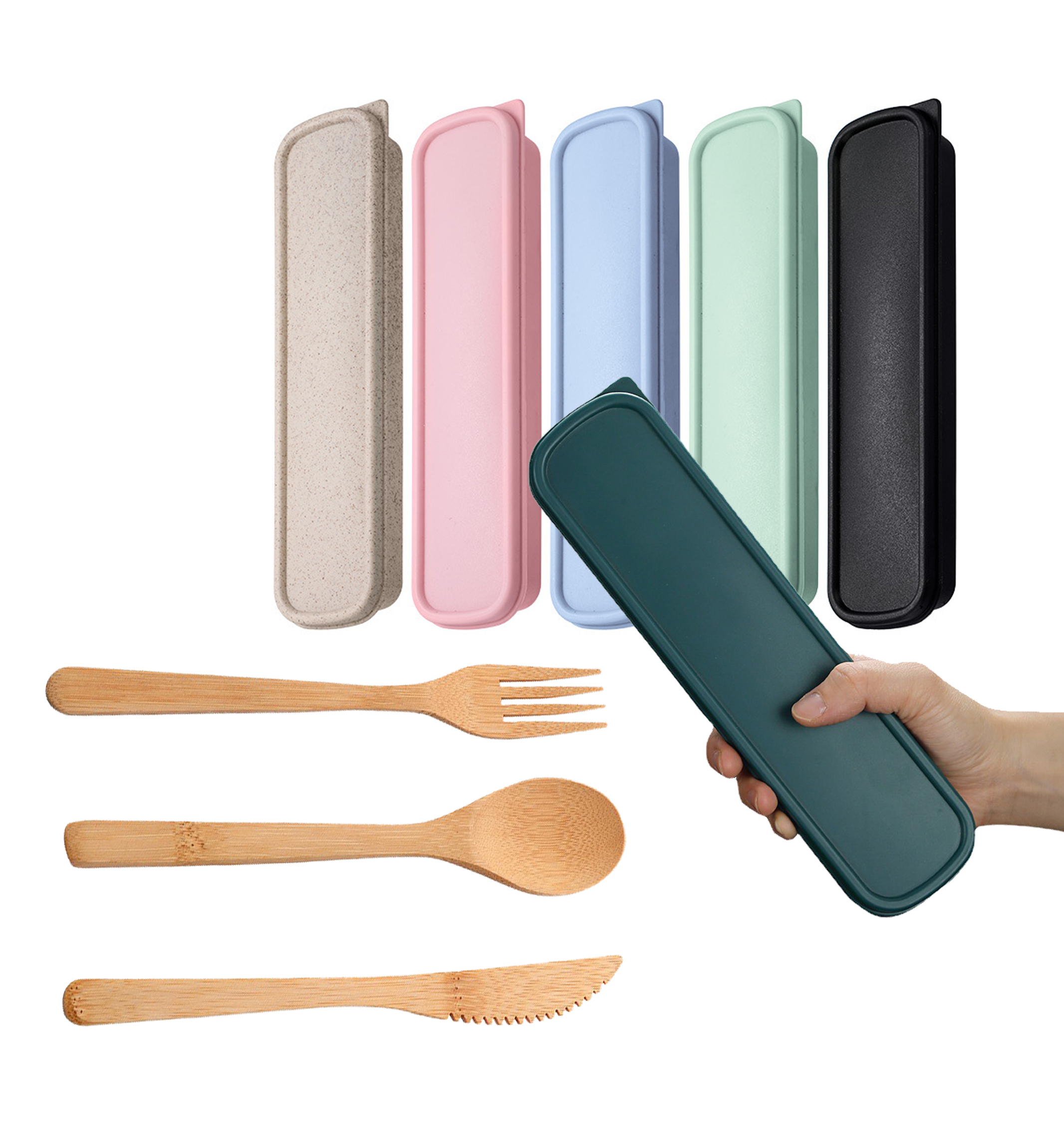 3 Piece Reusable Bamboo Cutlery Set 2