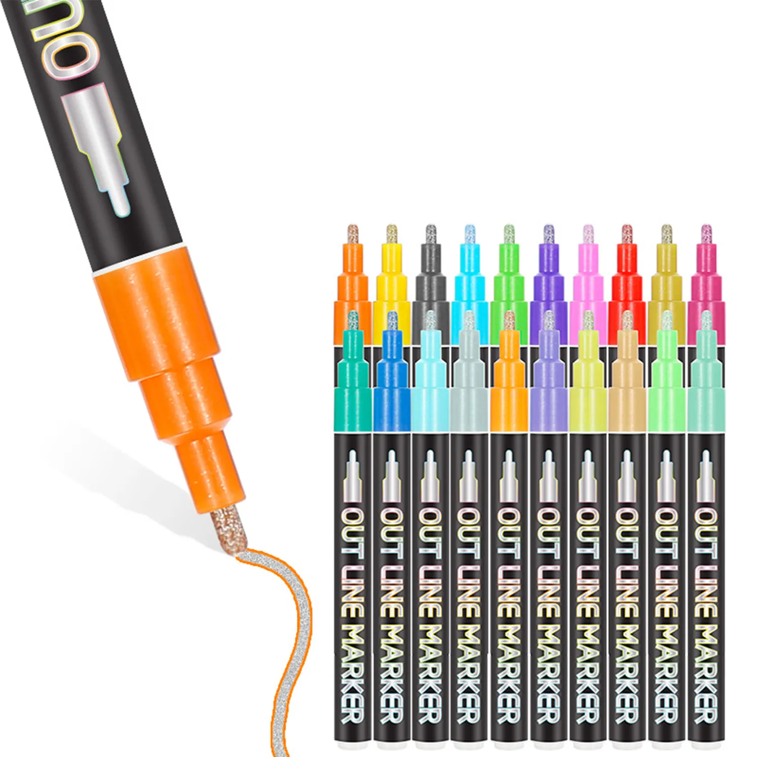 12 Colors Double Line Metallic Markers 1