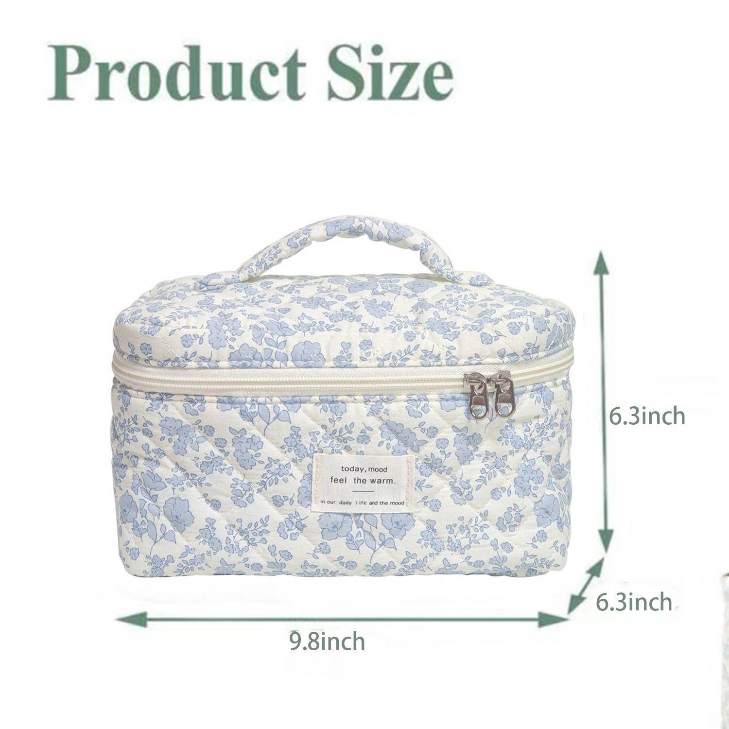 Portable Quilted Floral Makeup Bag – Durable Polyester 6