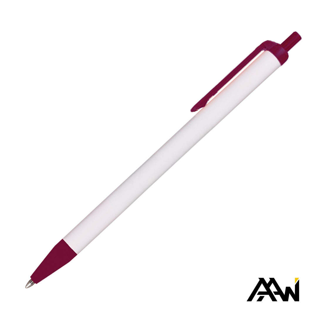 Value Slim Pen w/Glossy White Barrel - Matte Colored Accent 29