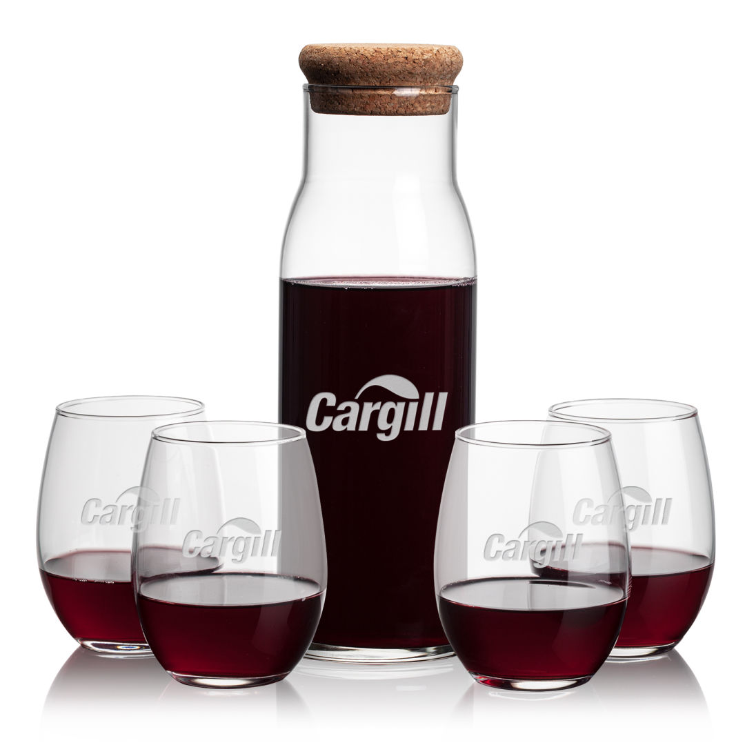 Aviston Carafe & Stanford Stemless Wine 4