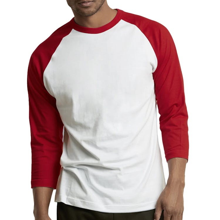 Men's 3/4 Sleeve Baseball T-Shirt - Large Red/White 1