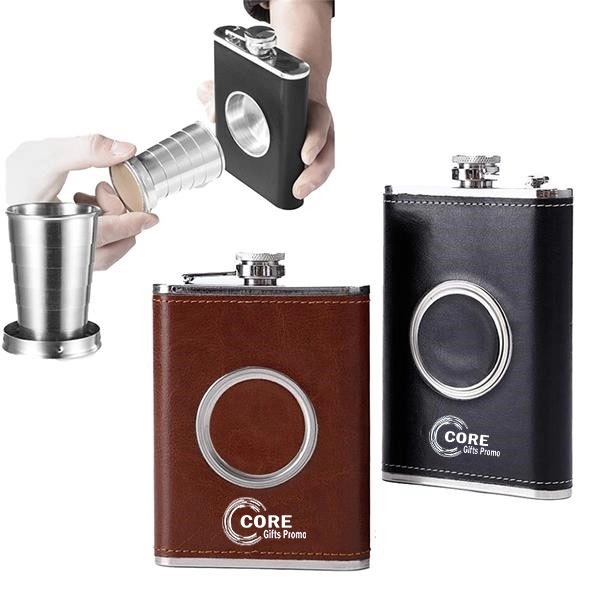 Hip Flask With Collapsible Shot Glass 1