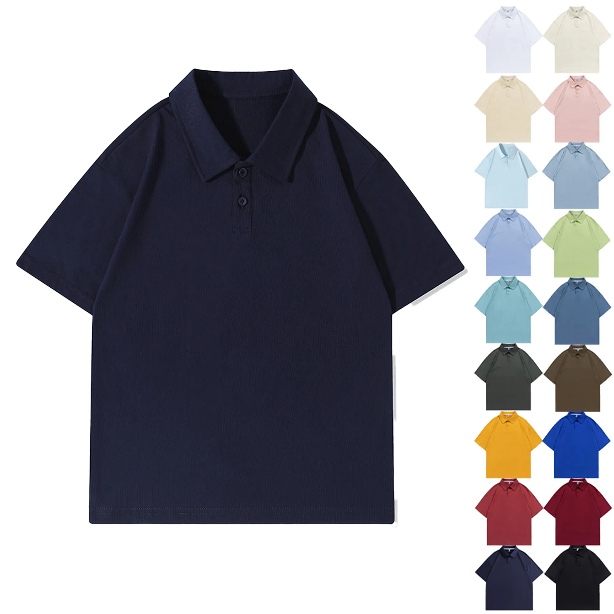 MOQ 10 Cotton Loose Fit Polo Shirt Short Sleeve 3