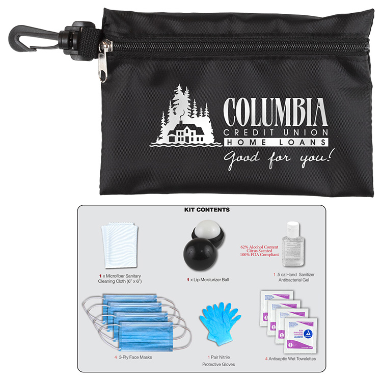 "Ariel" 12 Piece Safety Kit in Zipper Pouch with Carabiner Attachment 2