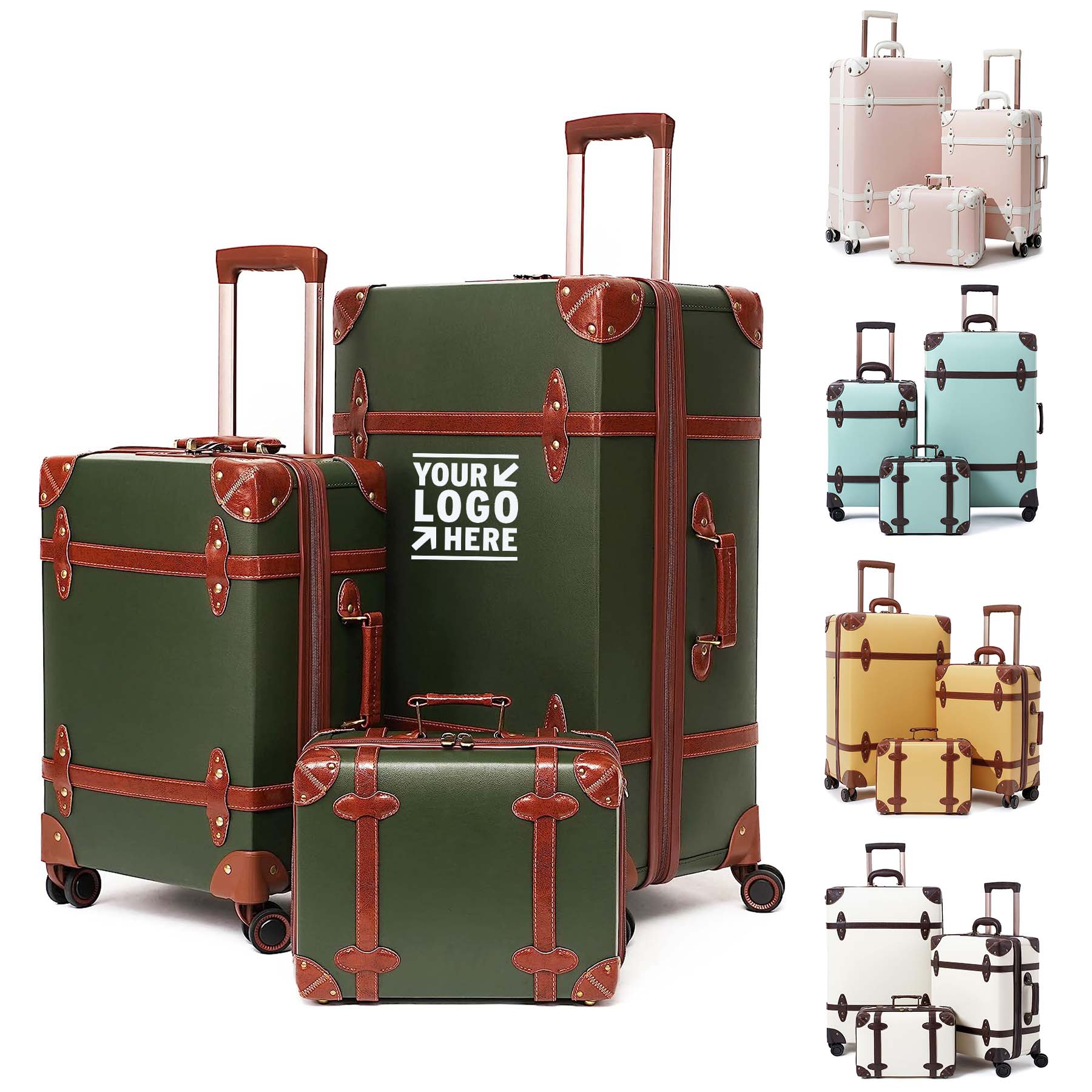 3 Pieces 28 Inch Men Women Luxury Cute Vintage Suitcase with TSA Lock 2