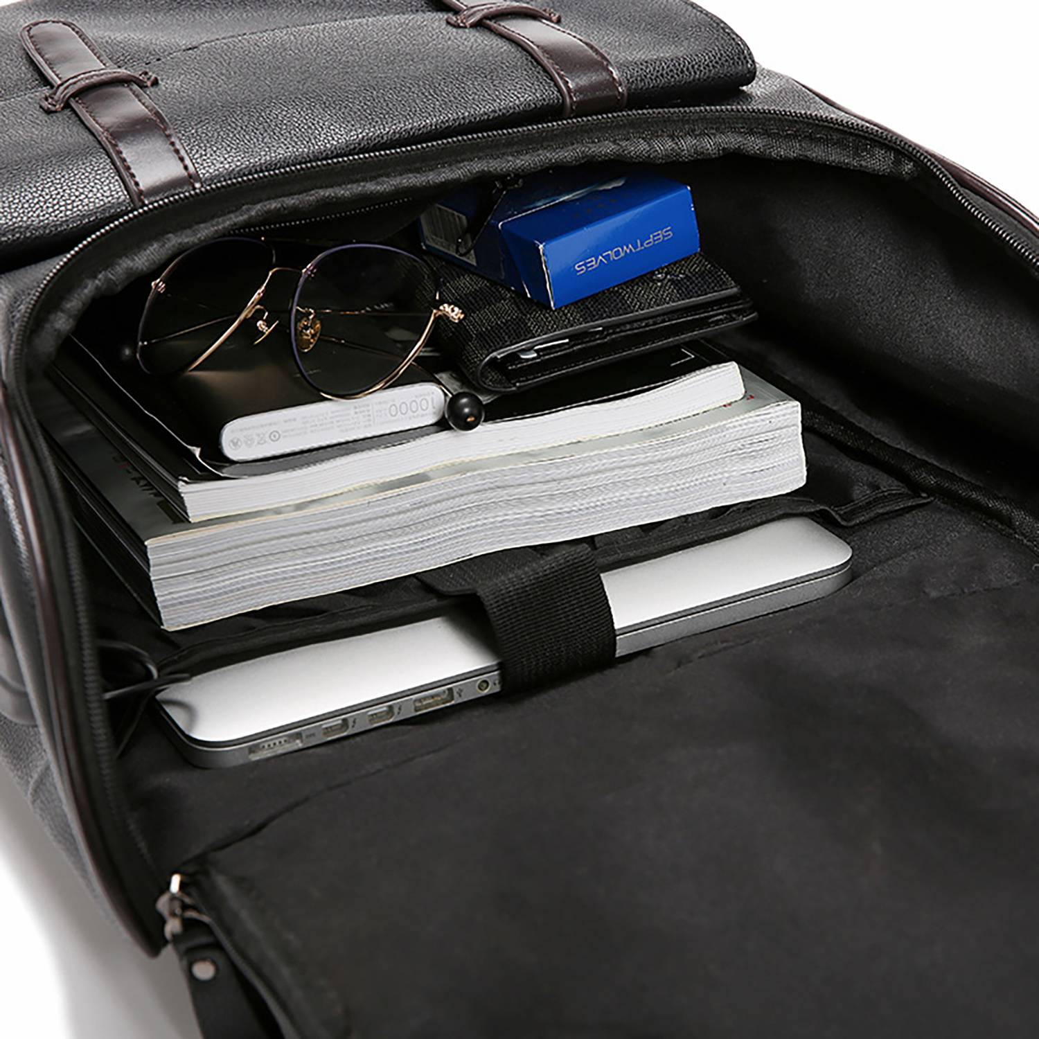Large-Capacity PU Leather Student Backpack w/ USB Port 6