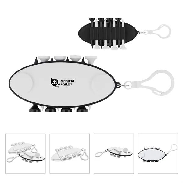 Golf Ball Tee Holder W/ Keychain Marker  Tag