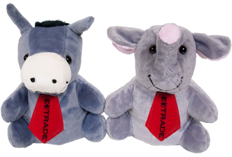 7" Reversible Donkey/Elephant Reversible Puppet with ties and one color imprints 2
