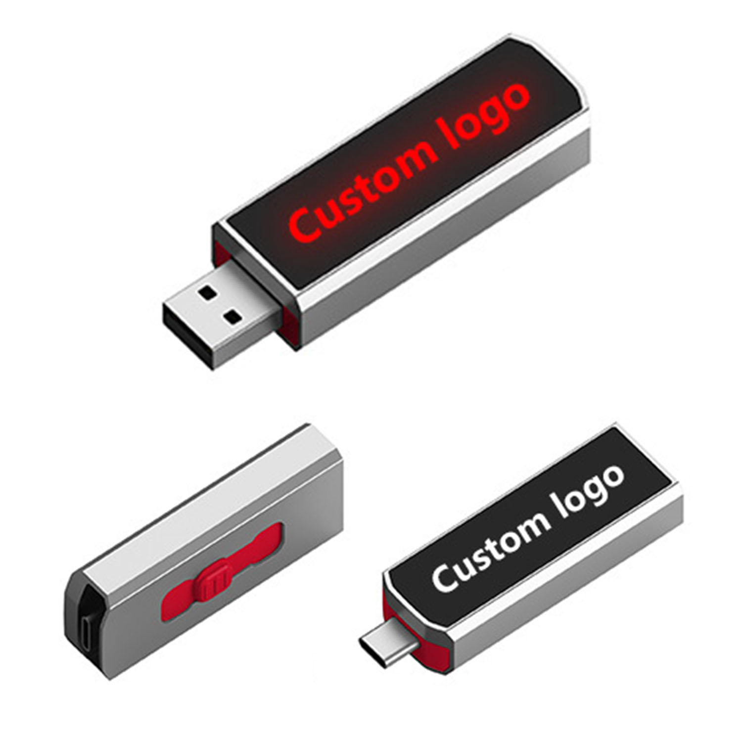 Light Up Dual USB Flash Drive with OTG USB-C 2