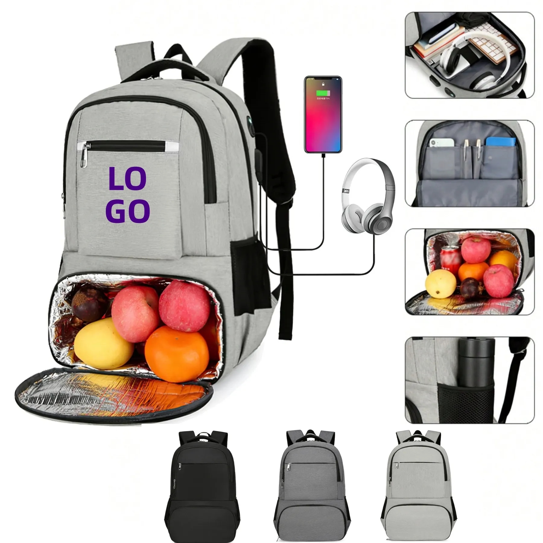 Laptop Backpack with Insulated Cooler 2