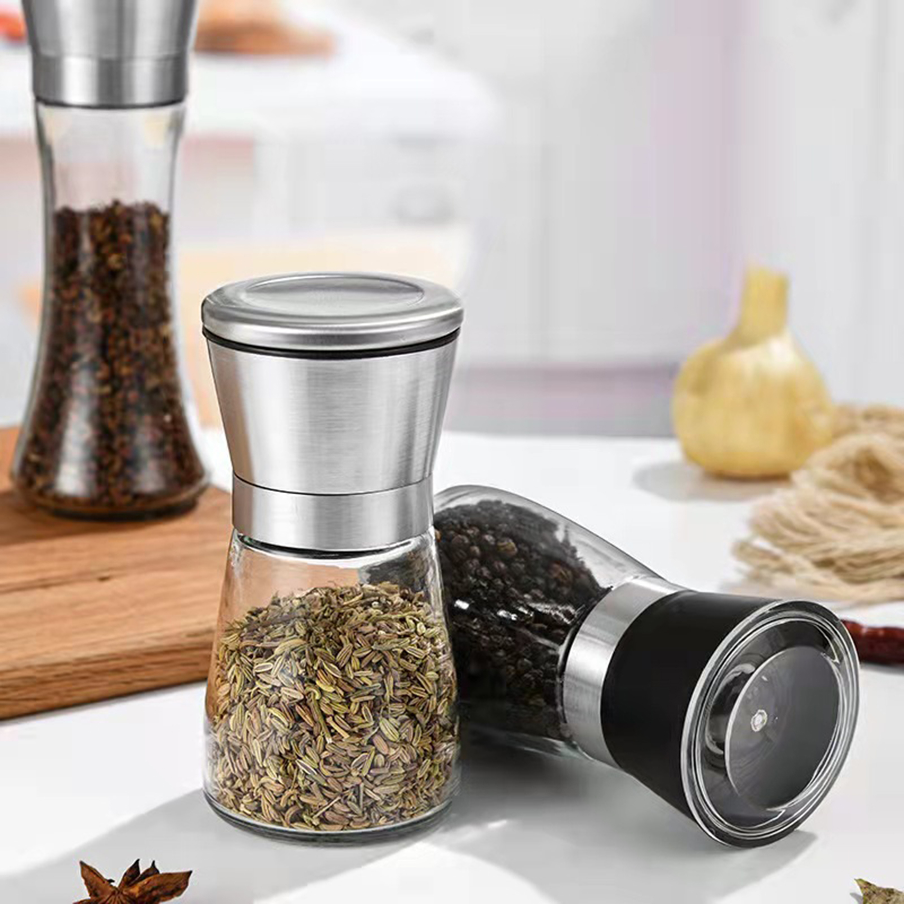 Clear Stainless Steel Pepper Grinder 2