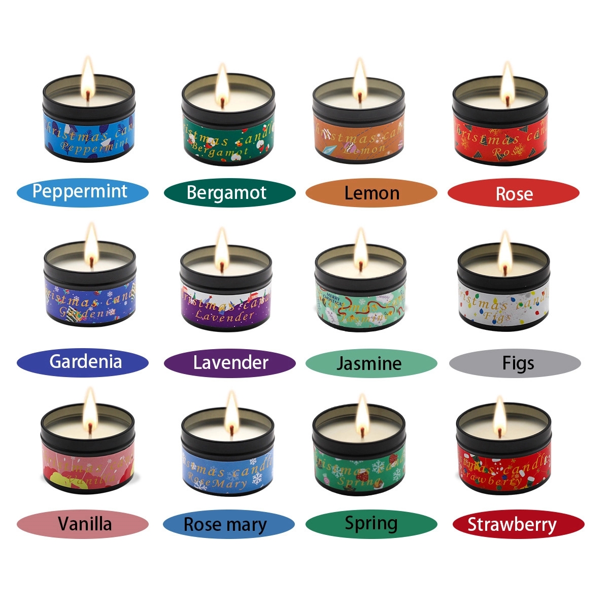 12 Pack Christmas Gifts Set Scented Candles 4