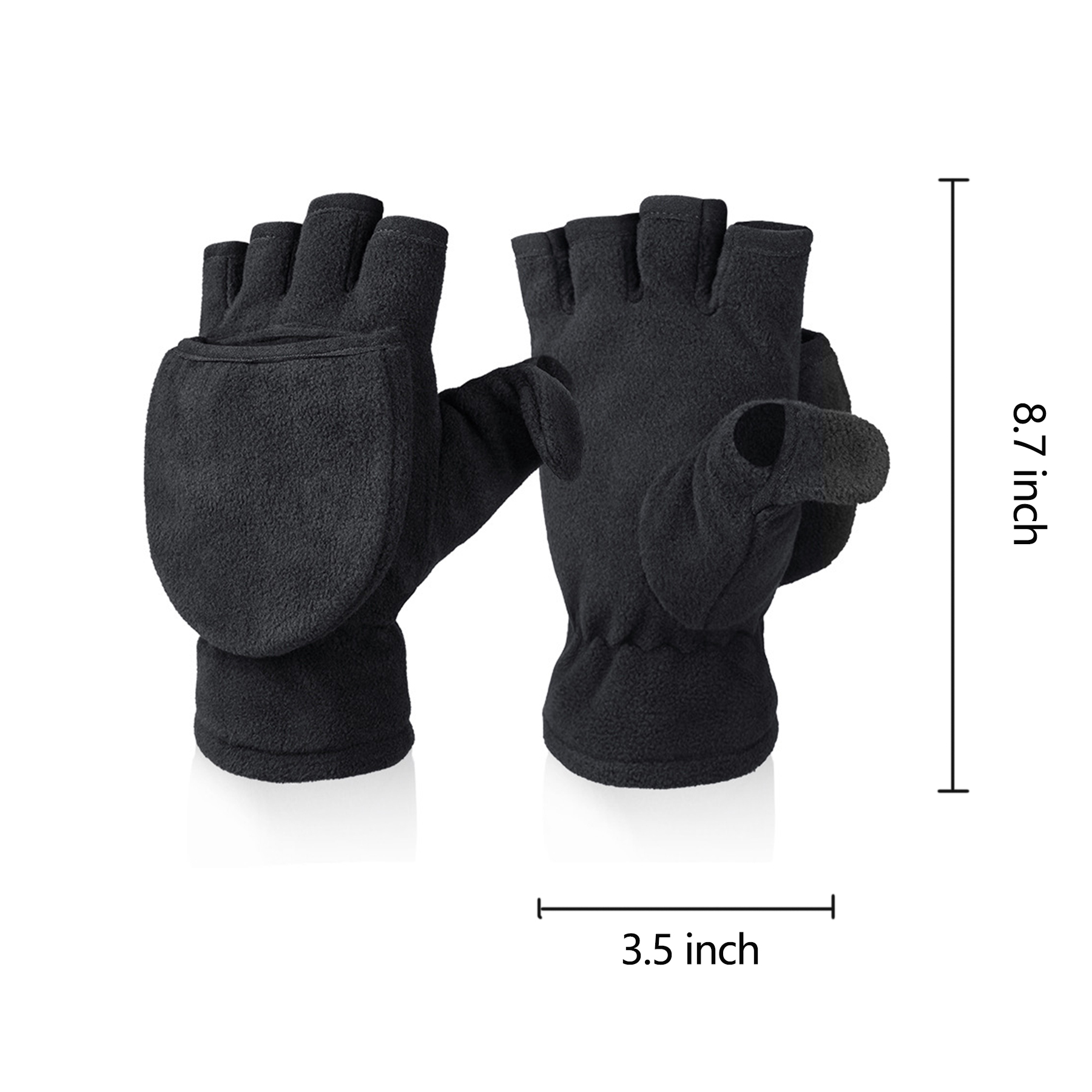 Winter Convertible Flip Top Warm Polar Fleece Gloves 8