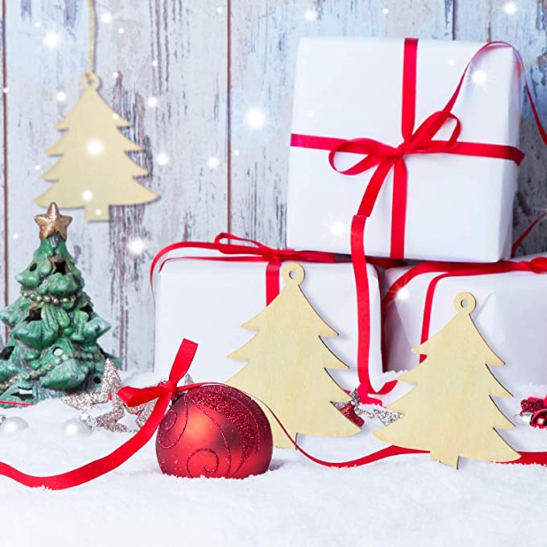 Christmas Tree Wood Pendant 10 Pieces Set 5
