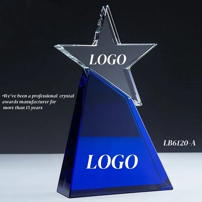 Engraved Star Crystal Trophy Award Custom 8