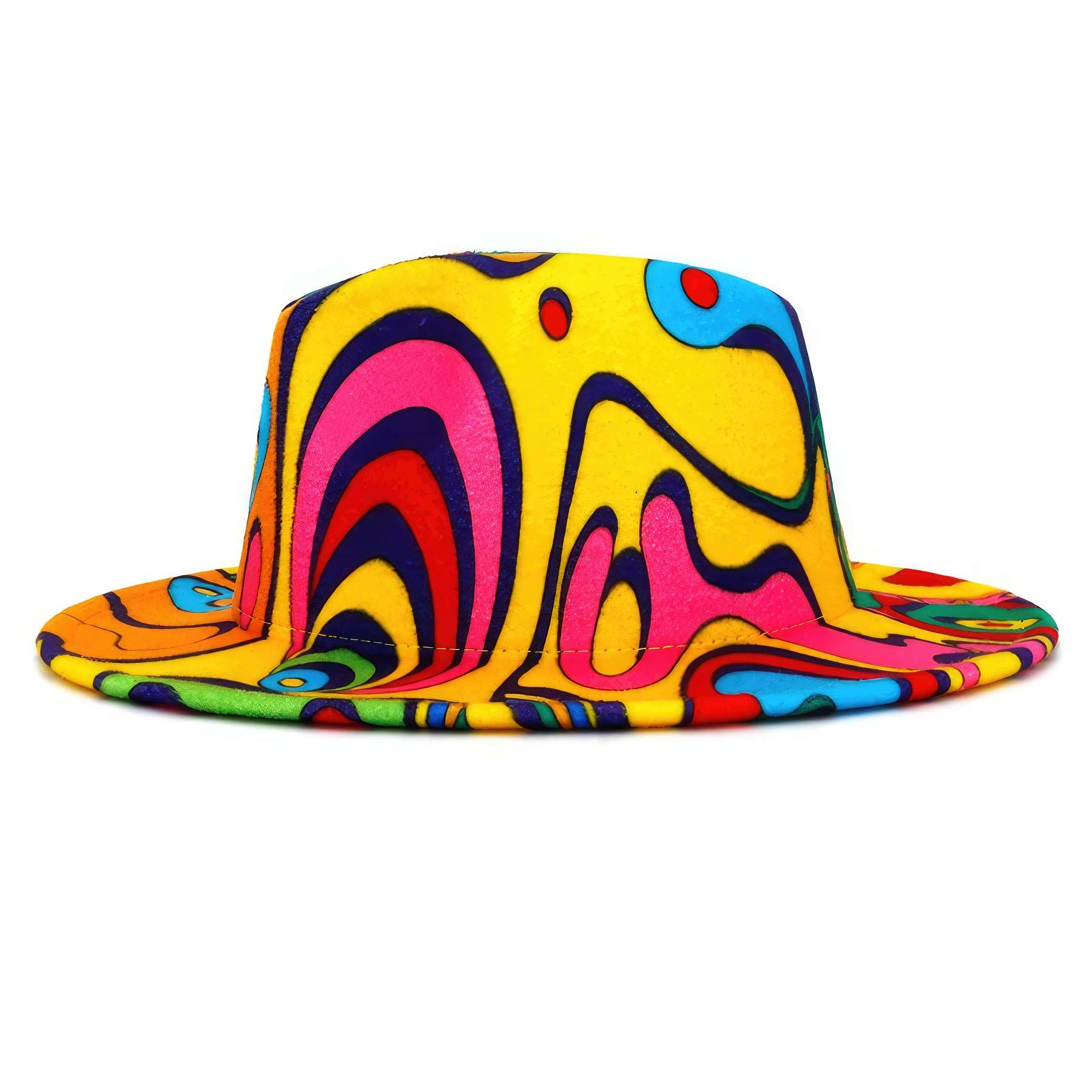 Custom Tie-dye Flat Brim Fedora Hat for Women Men 1