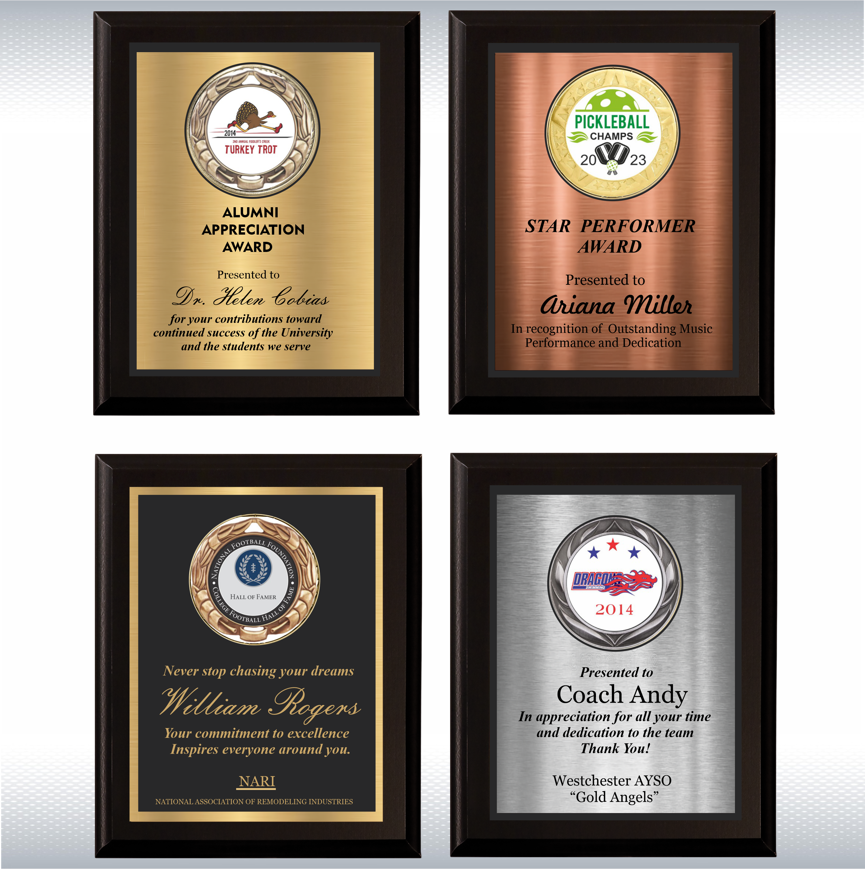 Black Matte Finish Wood Plaque w/Double Plate and Medallion 15