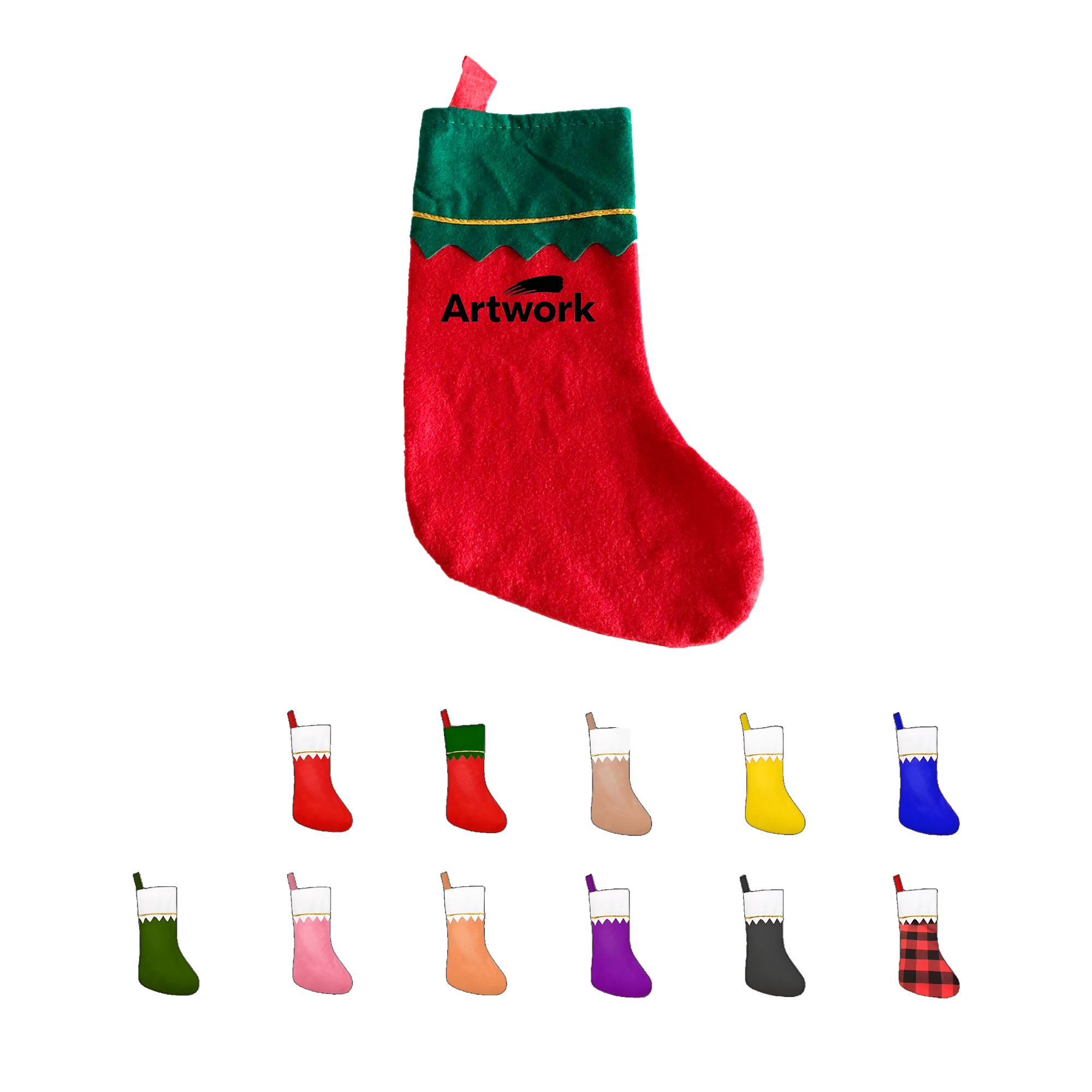 Golden Edged Santa Stocking Hanging Bag 1