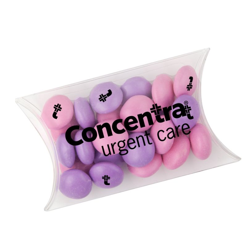 Small Pillow Box with Imprinted Chocolate Buttons 2