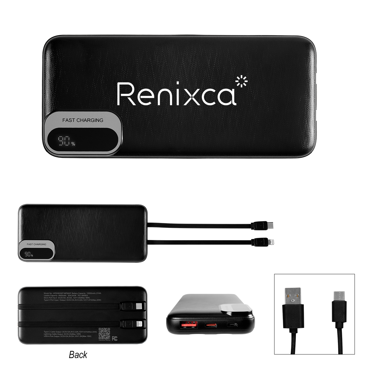 10,000 mAh Power Bank With Built-In Cables 2