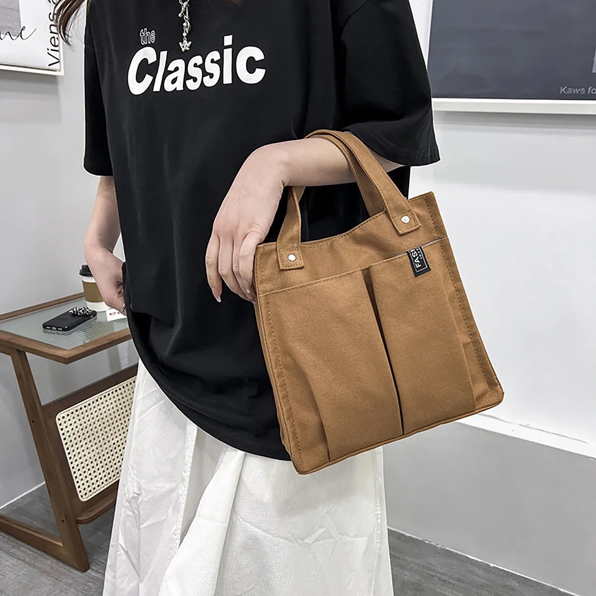 Multi-pocket Canvas Tote Bento Handbag 4