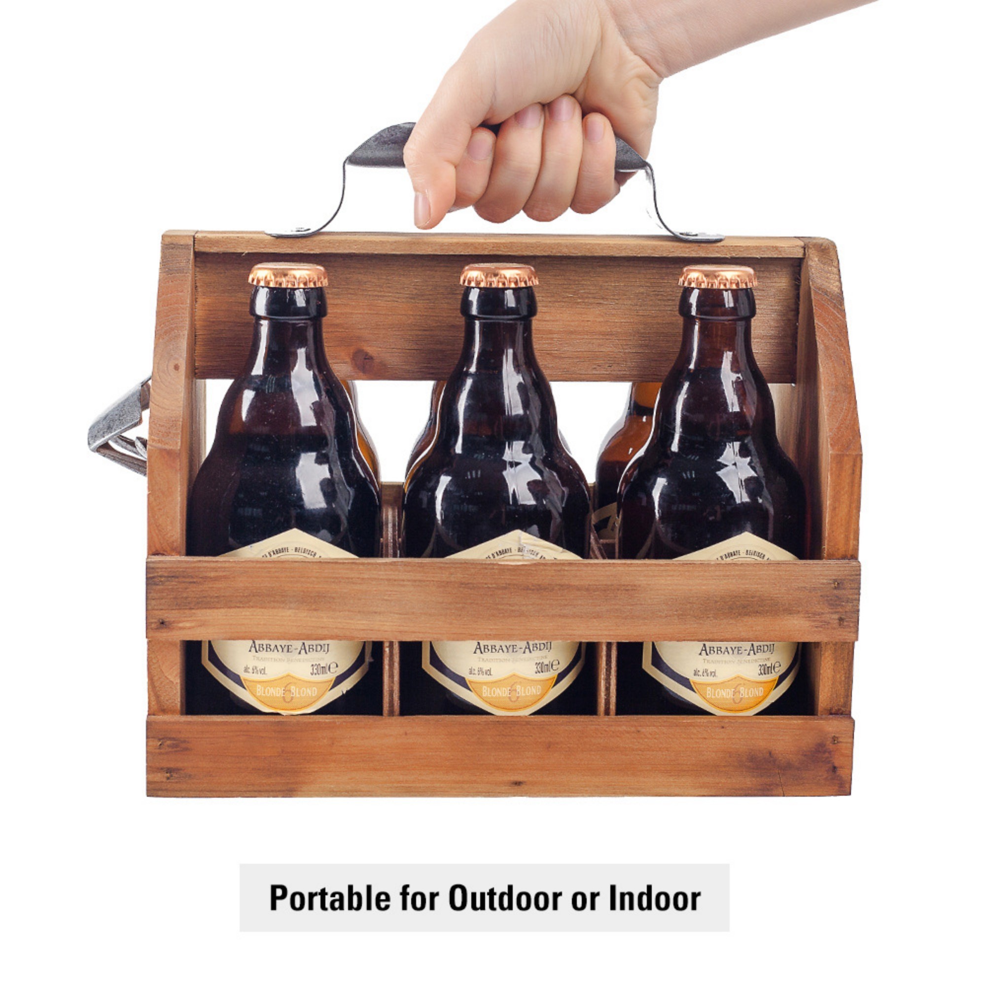 Rustic 6-Bottle Wooden Beer Crate 7