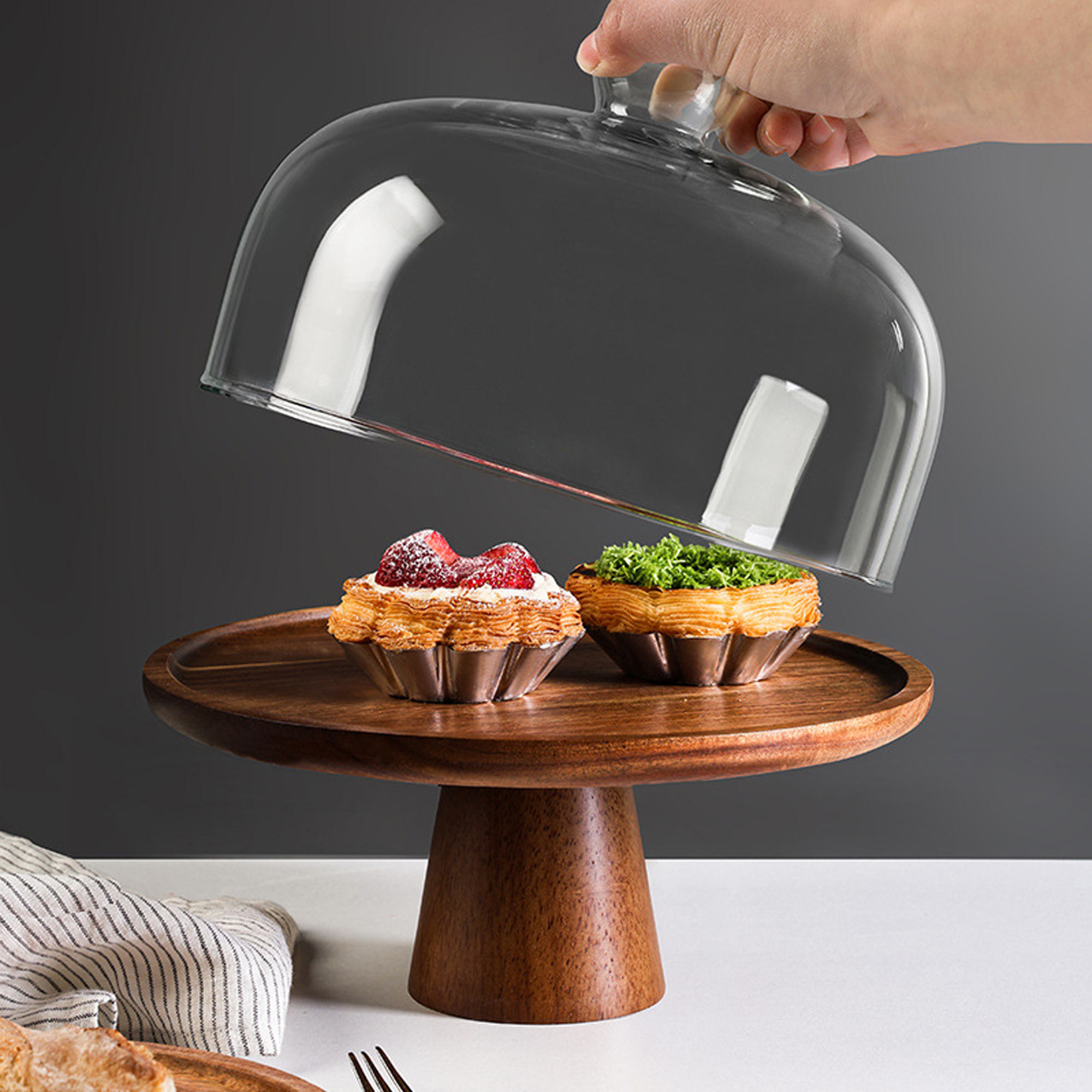 Household Acacia Wood Cake Tray 4