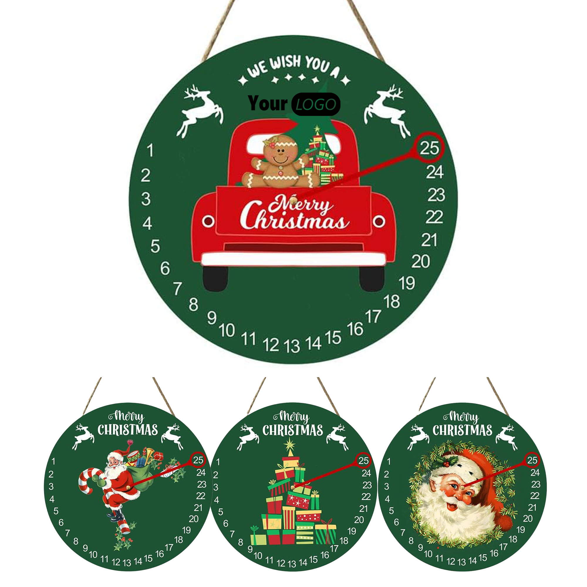 Wooden Circular Christmas Countdown Hanging Calendar 3