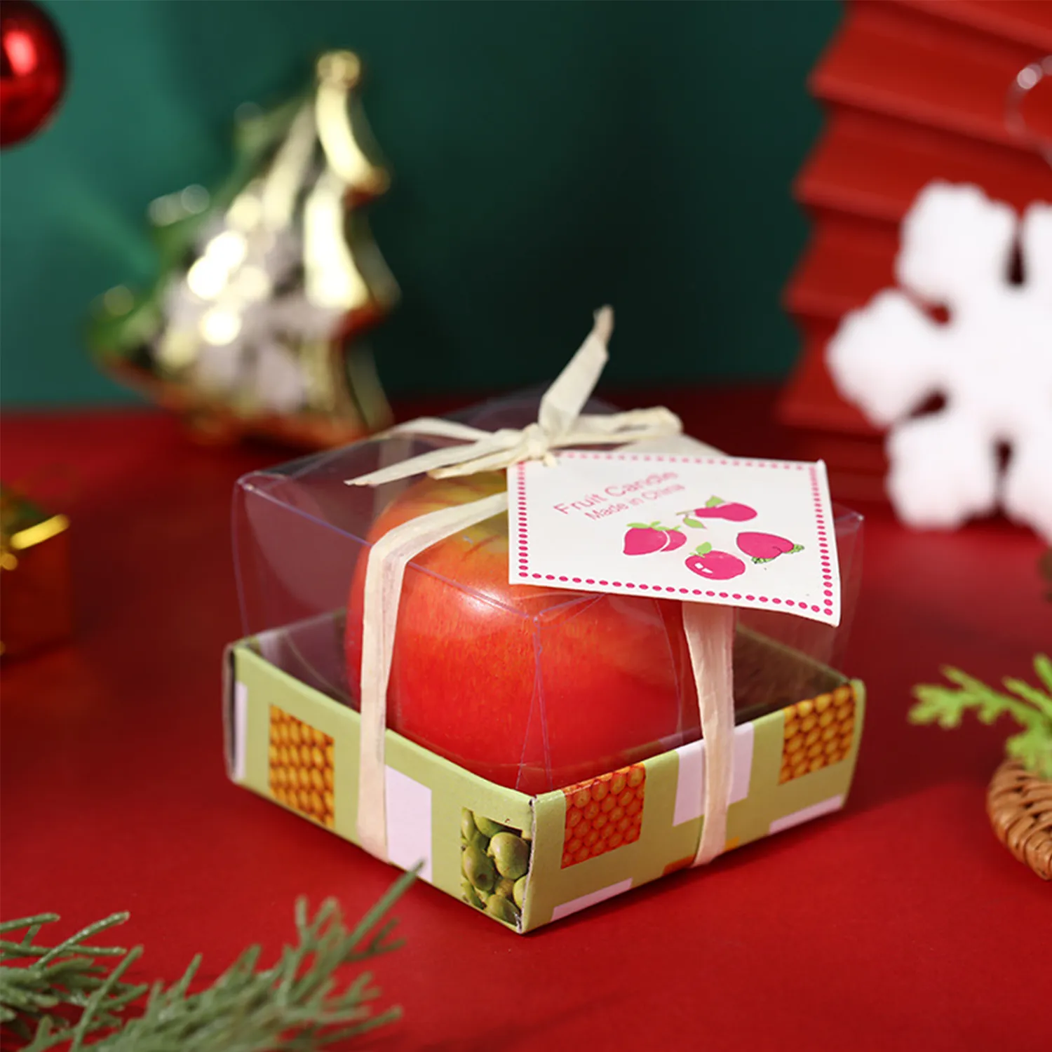 Apple Shaped Christmas Candle Gift 5