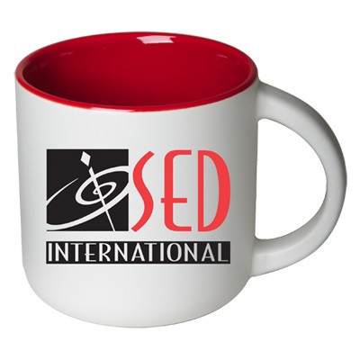 14 oz Sedona Mug - Matte White Out/Gloss Red In