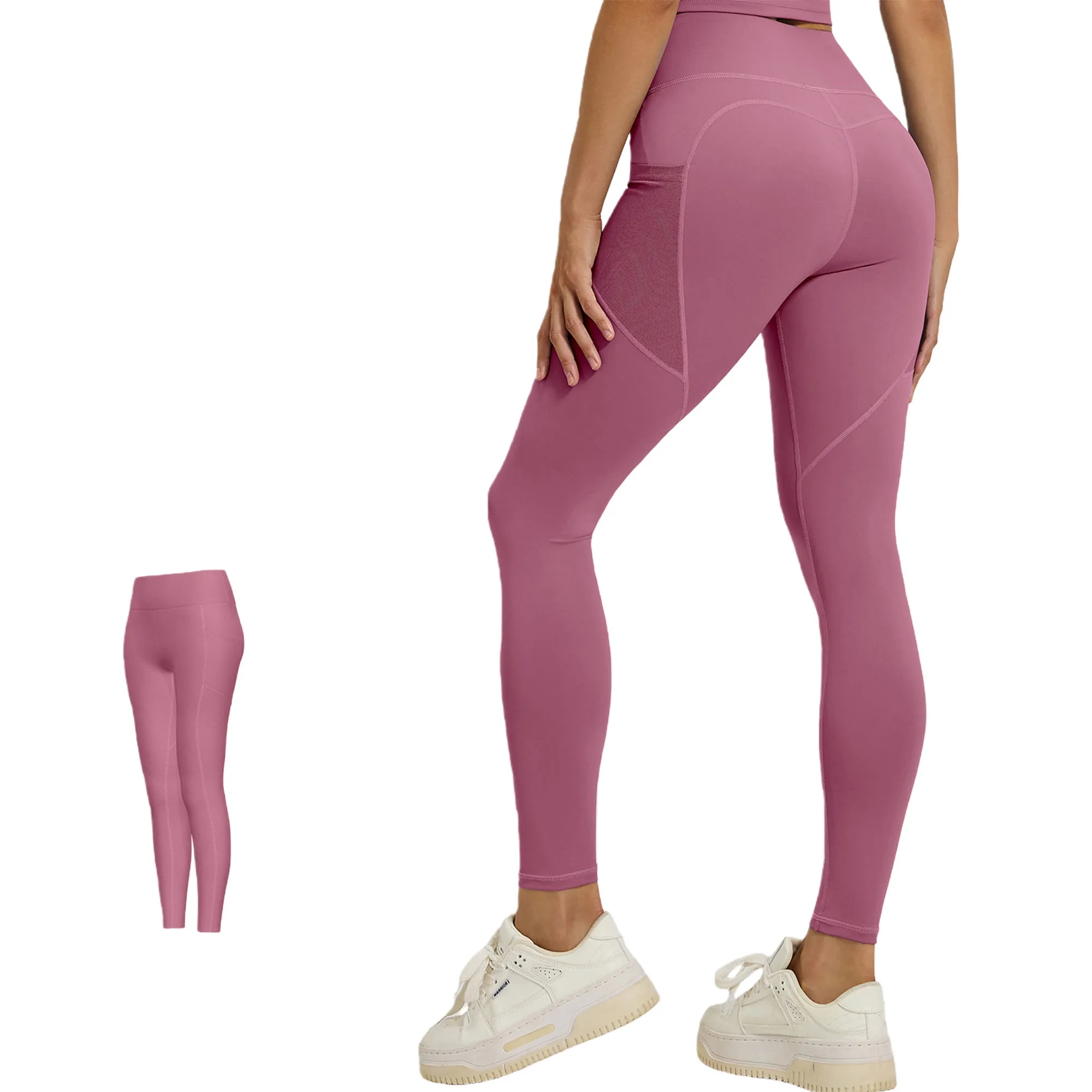 High Waisted Tummy Control Yoga Pants With Mesh Side Pockets 11