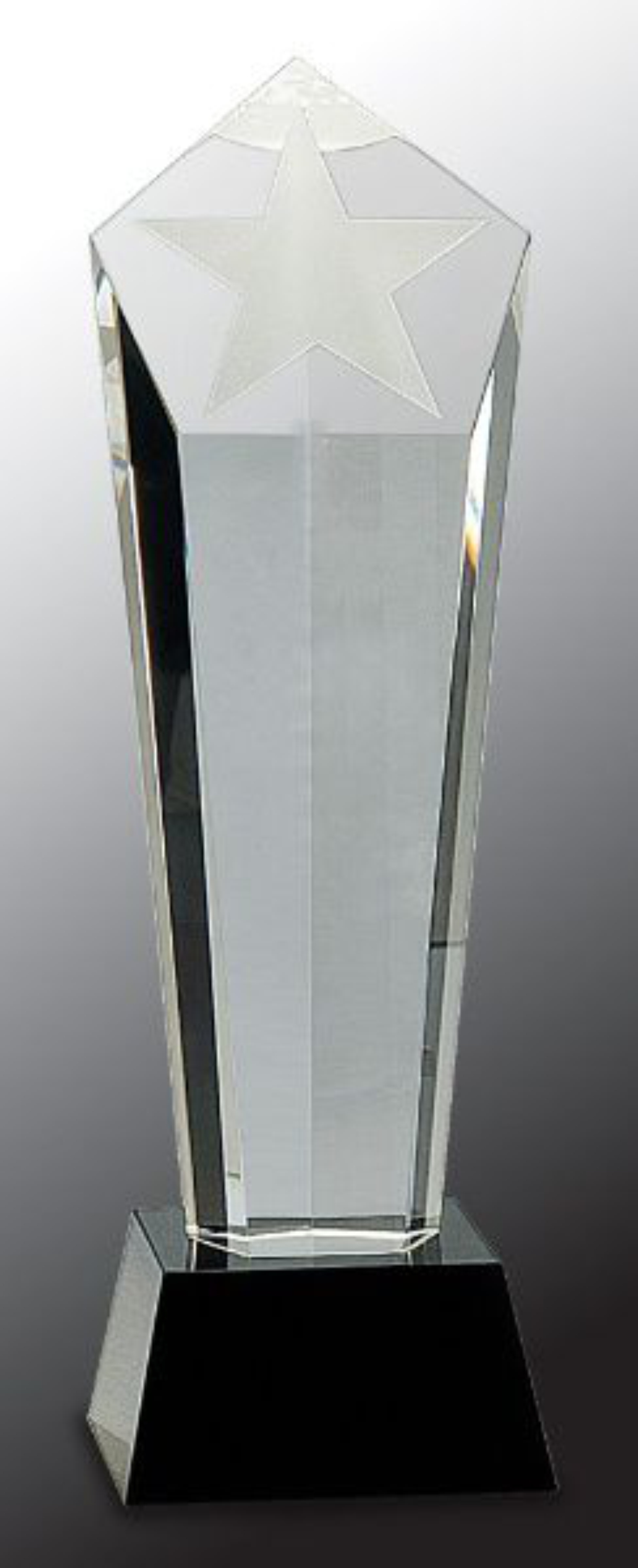 11 3/4" Crystal Frosted Star Column on Black Pedestal Base Crystal Award 2