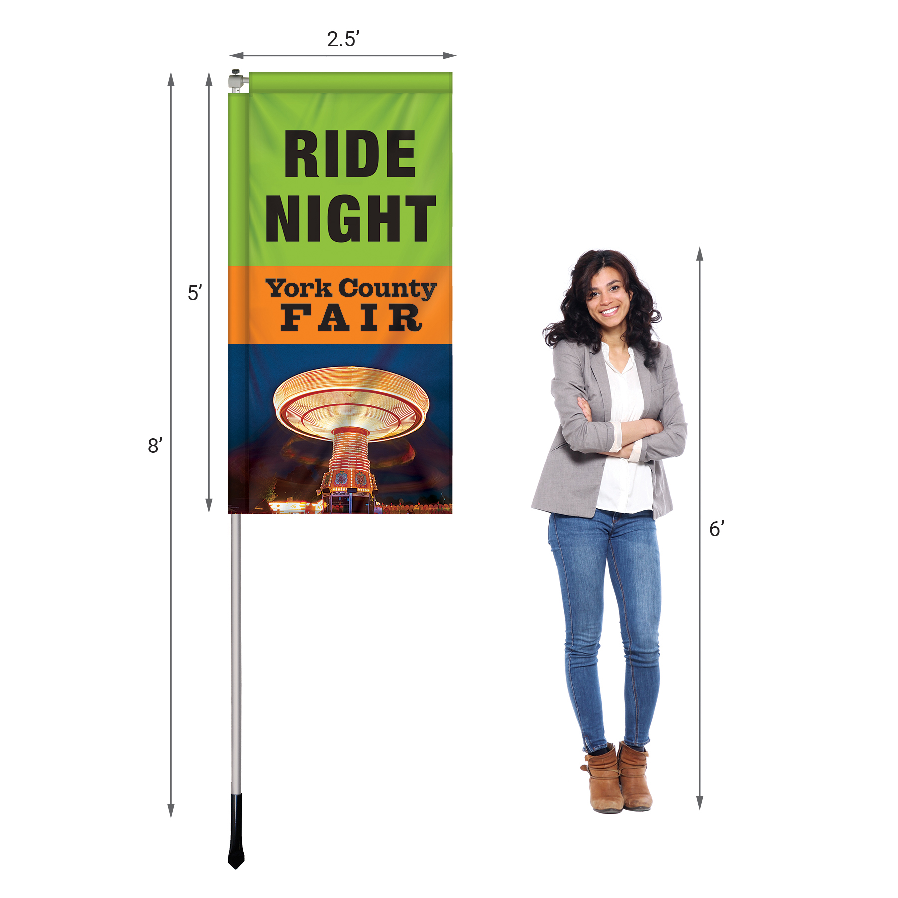 2.5' X 5' Double Sided Windchaser Flag 6