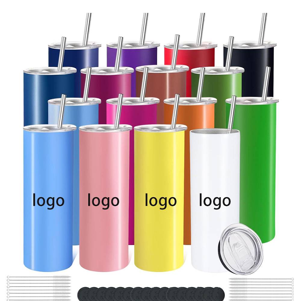 20 OZ Double-Insulated Skinny Tumbler With Straw And Brush 3