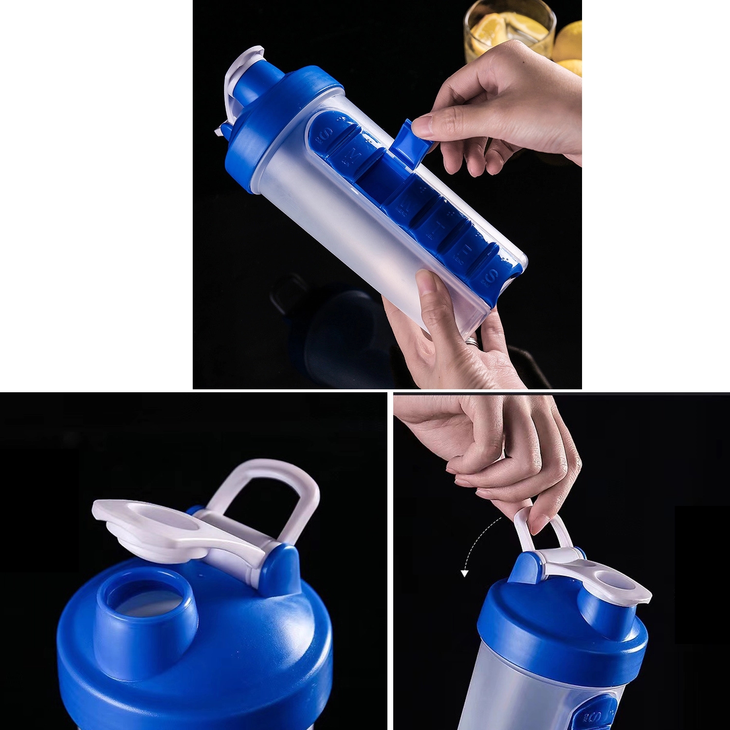 23 Oz Shake Bottle With 7 Days Pill Organizer 5