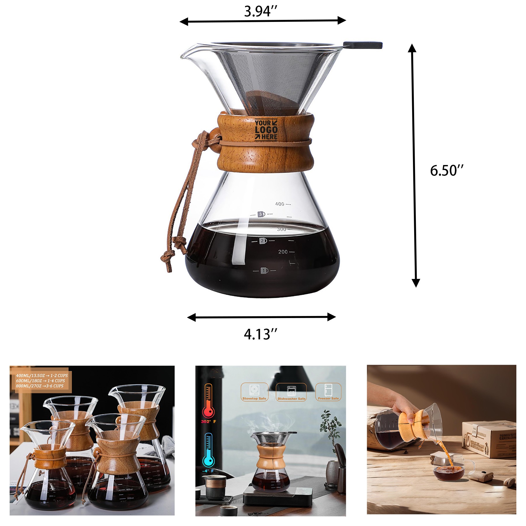 Lead-Free Borosilicate Glass Coffee Carafe 3