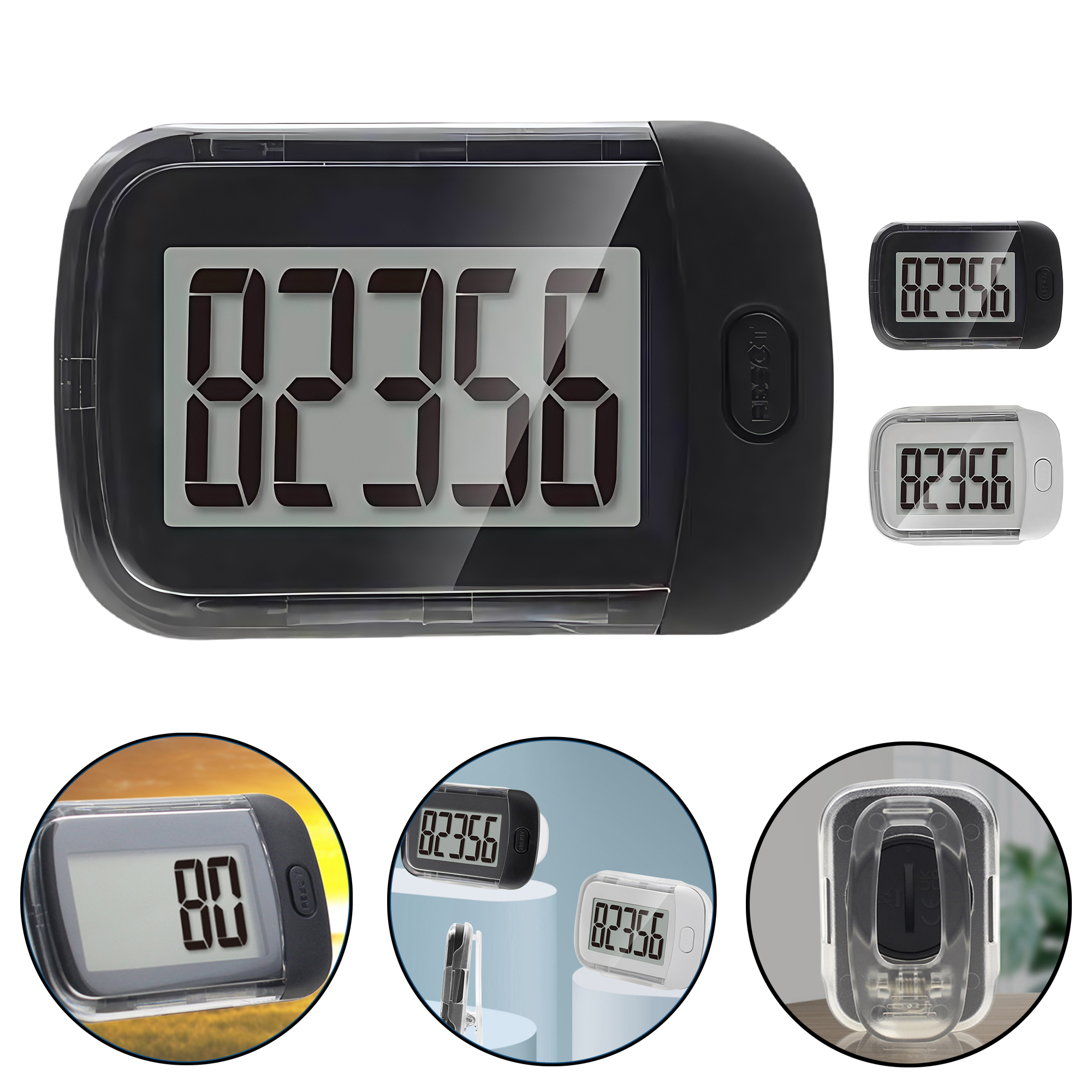 3D Sensor Pedometer with One-Key Clip-On Waist Strap 1