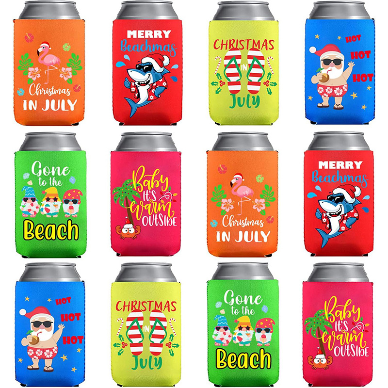 Advertising Gifts Christmas Theme Reusable Stubby Holder, custom koozie with logo imprint 2